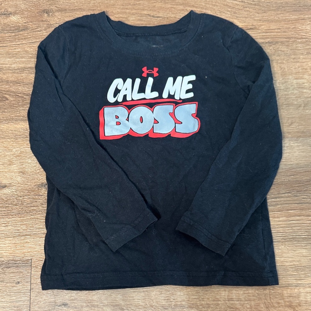Under Armour Kids "Call Me Boss" Black Long-Sleeve Tee
